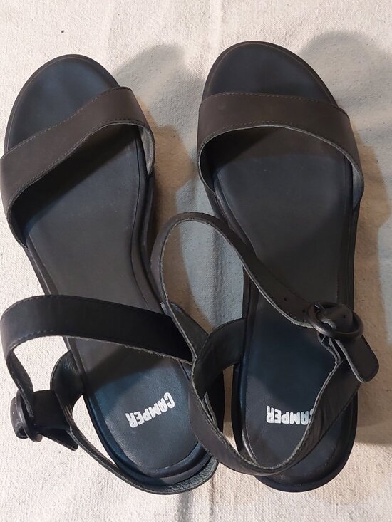 Camper Shoes - Camper Misia Black Leather Wedge Platform Ankle Strap Sandals Size US 11 (EU 42)